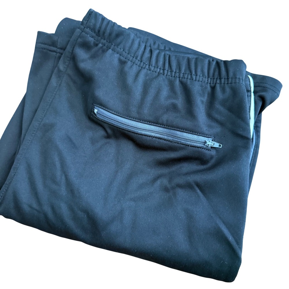 Athletech Mens Black Track Pants Elastic Waist Zip Pocket Extra Large